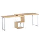Eckschreibtisch L-Schreibtisch mit Ablagen 360° drehbar 220x55x76cm