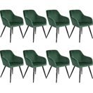 8er Set Stuhl Marilyn Samtoptik, dunkelgrün/schwarz
