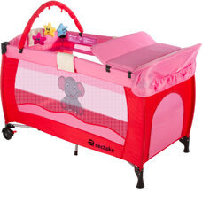 Kinderreisebett Elefant + Wickelauflage pink