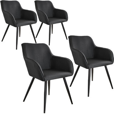 4er Set Stuhl Marilyn Leinenoptik, schwarz