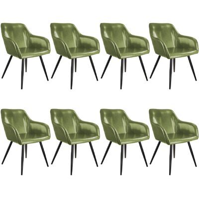 8er Set Stuhl Marilyn Kunstleder, dunkelgrün/schwarz