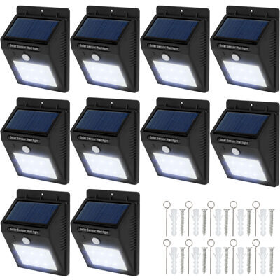 10 LED Solar Leuchten mit Bewegungsmelder