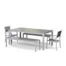 Tisch 200 cm + 2 Stühle + 2 Bänke, grau