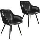 2er Set Stuhl Marilyn Kunstleder, schwarze Stuhlbeine schwarz