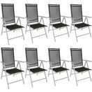 8 Aluminium Gartenstühle - schwarz / silber