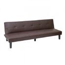 3er-Sofa, Couch Schlafsofa, Schlaffunktion 195cm ~ Kunstleder, braun