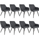 8er Set Stuhl Marilyn Leinenoptik, dunkelgrau/schwarz