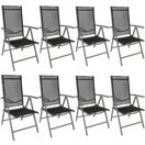 8 Aluminium Gartenstühle - schwarz / anthrazit