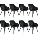 8er Set Stuhl Marilyn Samtoptik, schwarz