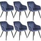 6er Set Stuhl Marilyn Samtoptik, blau/schwarz