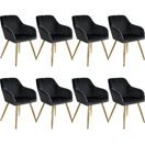 8er Set Stuhl Marilyn Samtoptik, schwarz/gold