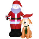 Aufblasbarer Weihnachtsmann 157cm mit Hund