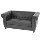 Chesterfield Lounge 2er Sofa Couch Schwarz - runde Füsse