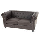 Chesterfield Lounge 2er Sofa Couch Braun - runde Füsse