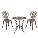 Gartenmöbelset Wakefield Tisch rund mit 2 Stühlen Gusseisen Bronze