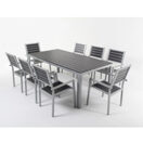 Tisch 200 cm + 8 Stühle, anthrazit