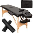 2 Zonen Massageliege-Set Freddi mit 5cm Polsterung, Rollen und Holzgestell schwarz