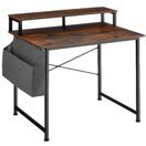Schreibtisch mit Ablage und Stofftasche Industrial dunkelbraun 120 cm