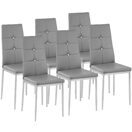 6 Esszimmerstühle, Kunstleder mit Glitzersteinen grau