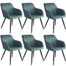6er Set Stuhl Marilyn Stoff, blau/schwarz
