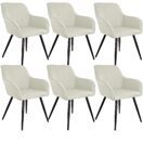 6er Set Stuhl Marilyn Leinenoptik, schwarze Stuhlbeine crème/schwarz