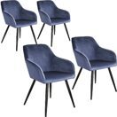 4er Set Stuhl Marilyn Samtoptik, blau/schwarz