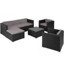 Rattan Lounge Lignano mit 2 Sesseln schwarz