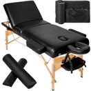 3 Zonen Massageliege-Set Somwang mit 7,5cm Polsterung, Rollen und Holzgestell schwarz