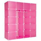 Steckregal 12 Boxen Türen & Kleiderstangen pink