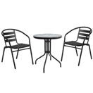 Gartenset mit Tisch rund + 2 Stühlen Aluminium schwarz