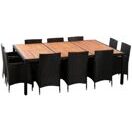 Rattangarnitur ALBA: 1 Tisch + 10 Stühle