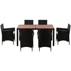 Rattangarnitur ALBA: 1 Tisch + 6 Stühle