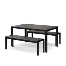 Gartenmöbel Tisch 150 cm + 2 Bänke grau / schwarz
