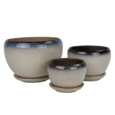 Blumentopf Keramik 3er Set beige/braun/blau