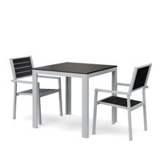 Gartenmöbel Set Tisch 80 cm + 2 Stühle anthrazit