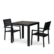 Gartenmöbel Set Tisch 80 cm + 2 Stühle schwarz