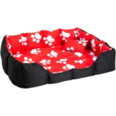 Hundebett mit Decke und Kissen schwarz/rot/weiss