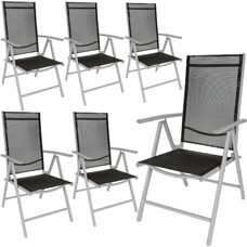 6 Aluminium Gartenstühle - schwarz / silber