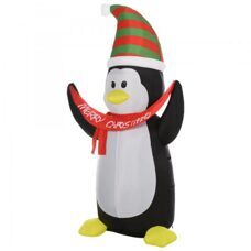 XXL 243cm Aufblasbarer LED-Pinguin Merry Christmas