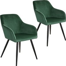 2er Set Stuhl Marilyn Samtoptik, dunkelgrün/schwarz