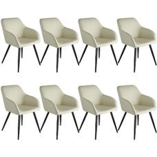 8er Set Stuhl Marilyn Stoff, schwarze Stuhlbeine crème/schwarz