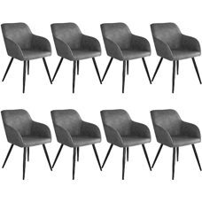 8er Set Stuhl Marilyn Stoff, grau/schwarz