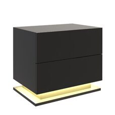 Nachttisch LED MINO mit 2 Schubladen schwarz
