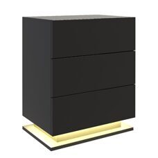 Nachttisch LED MINO mit 3 Schubladen schwarz