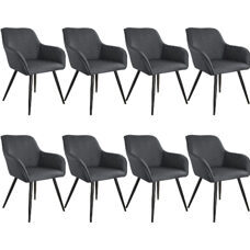 8er Set Stuhl Marilyn Leinenoptik, dunkelgrau/schwarz
