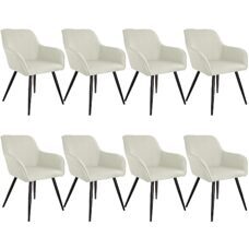 8er Set Stuhl Marilyn Leinenoptik, schwarze Stuhlbeine crème/schwarz