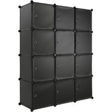 Steckregal 12 Boxen mit Türen schwarz