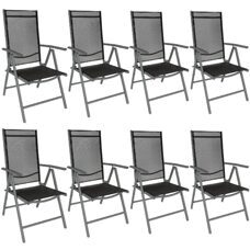 8 Aluminium Gartenstühle - schwarz / anthrazit