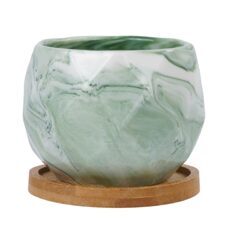 Blumentopf Keramik eckig grün