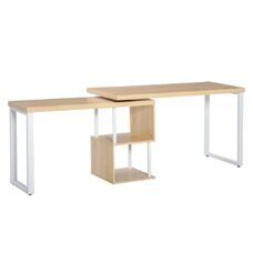 Eckschreibtisch L-Schreibtisch mit Ablagen 360° drehbar 220x55x76cm